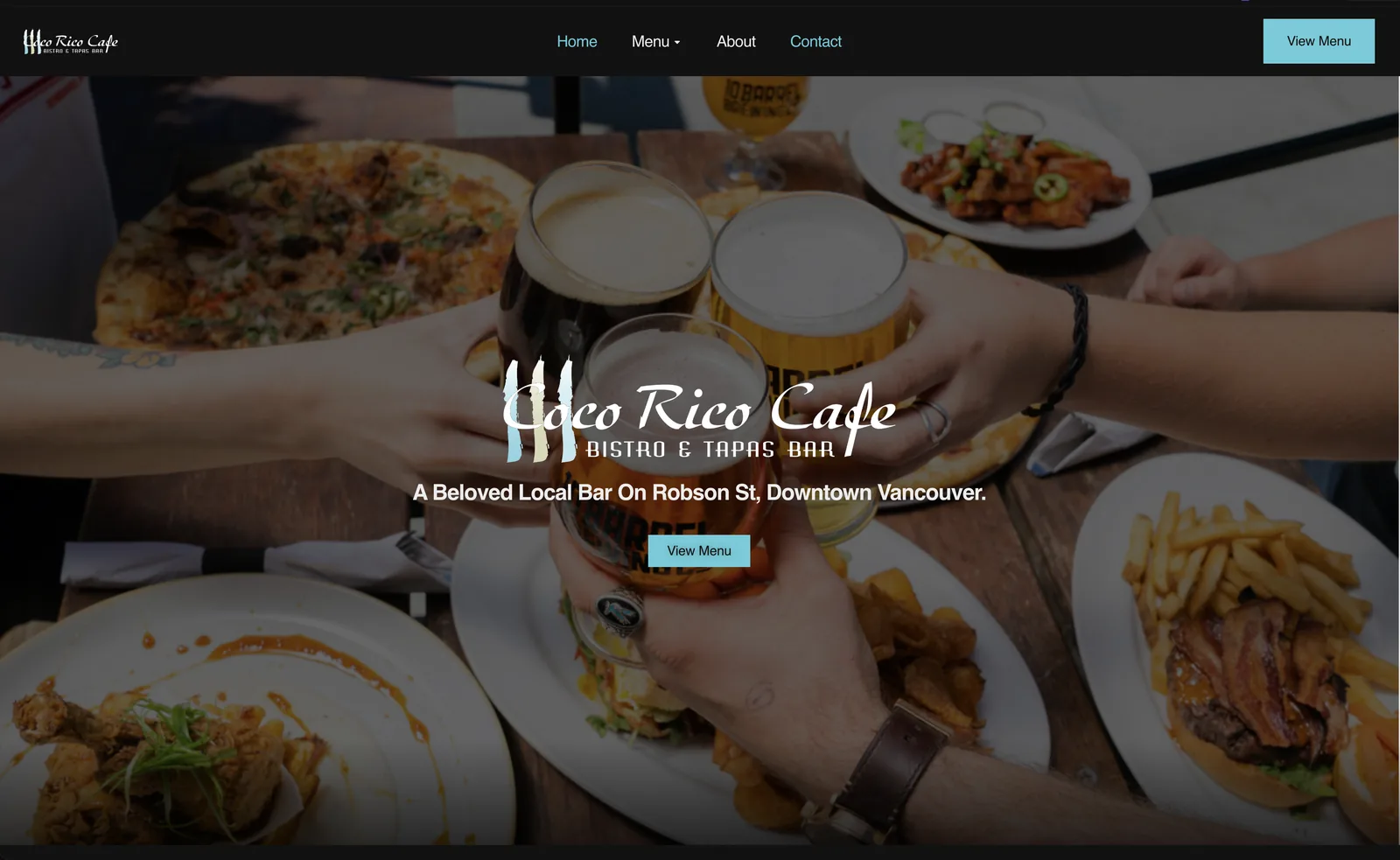 Cocorico Bistro & Tapas website home page
