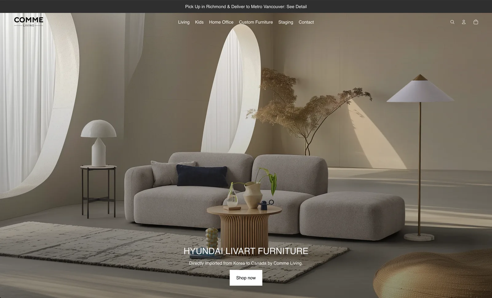 Comme Living online store home page